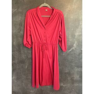 Elegant burgundy vintage 3/4 sleeve dress